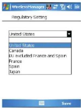 WirelessManager Regulatory Setting United States United States Canada EU excluded France and Spain France Spain Japan