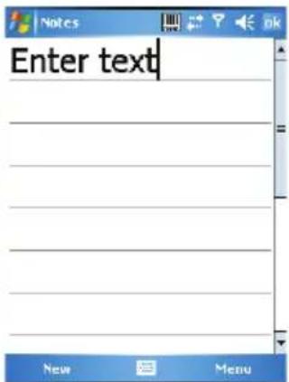 Notes Enter text New Menu