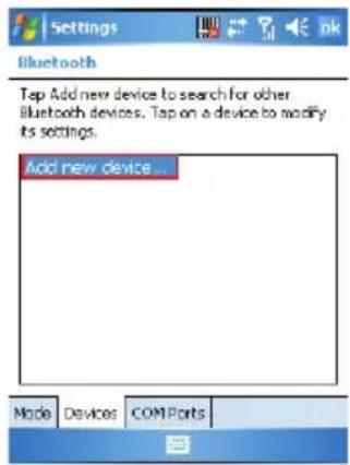 Settings Bluetooth Tap Add new device to search for other Bluetooth devices. Tap on a device to modify its settings. Add new device... Made Devices COMPorts