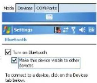 Node Devices COMPorts Settings Bluetooth Turn on Bluetooth Make this device visible to other devices To connect to a device, click on the Devices tab below.