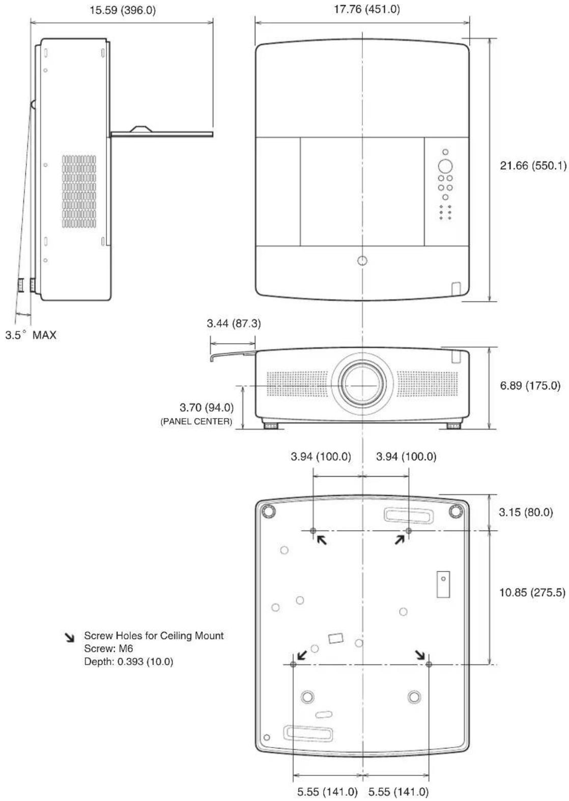SANYO PLC-XTC50L - Dimensions - 1