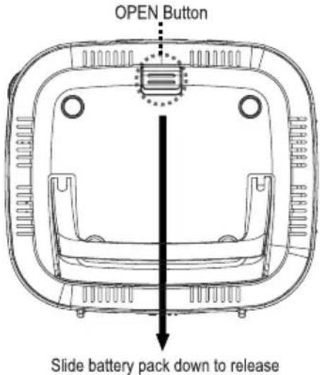 OPEN Button Slide battery pack down to release