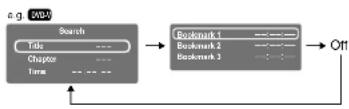TOSHIBA SD-P101S - During playback, press T repeatedly to display "Bookmark". - 1