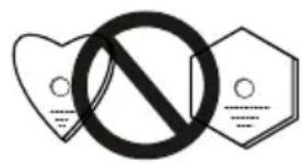 Prohibition symbol with heart and hexagon signs containing a circle, indicating no prohibition or rejection.