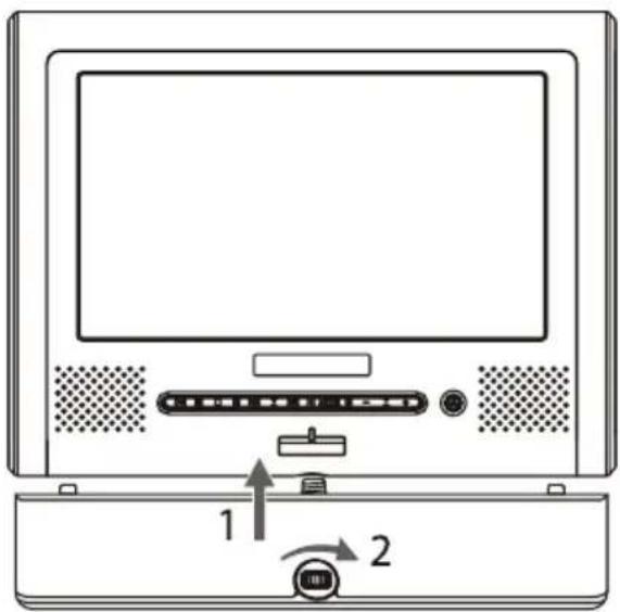 Diagram of a computer monitor with labeled ports and directional arrows indicating movement or navigation