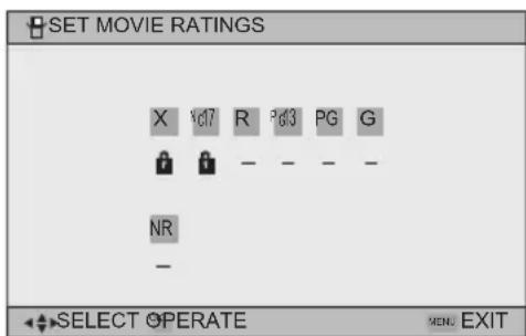 JVC HD-56FB97 - Directions to set Movie (MPAA) Ratings - 10