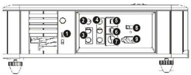 Technical diagram of a train or container with numbered components for identification