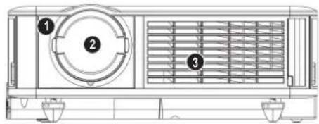 Technical diagram of a front-mounted air vent with labeled components