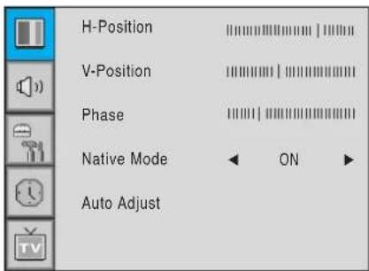 H-Position V-Position Phase Native Mode Auto Adjust