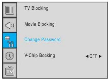 TV Blocking Movie Blocking Change Password V-Chip Blocking OFF