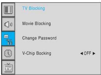 TV Blocking Movie Blocking Change Password V-Chip Bocking OFF