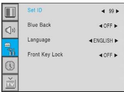 Set ID Blue Back Language Front Key Lock 99 OFF ENGLISH OFF