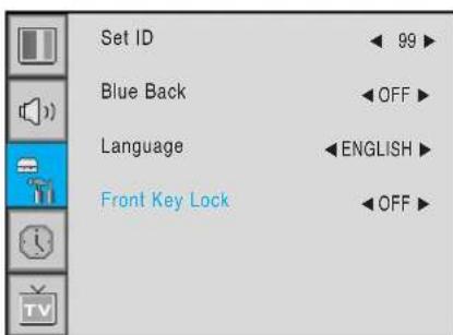 Set ID Blue Back Language Front Key Lock 99 OFF ENGLISH OFF