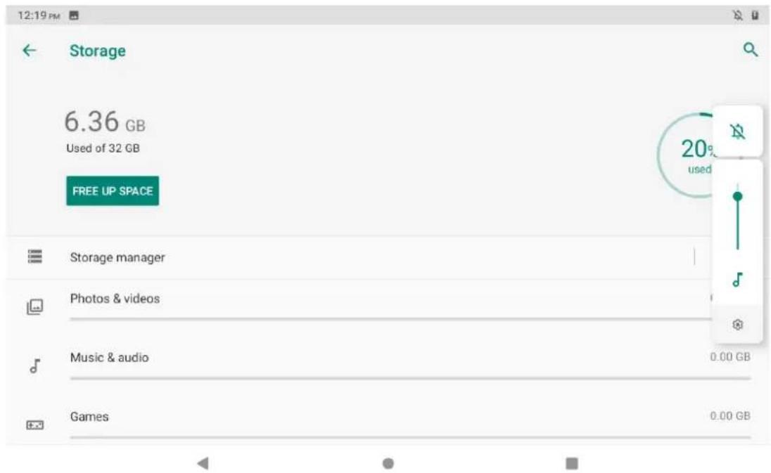 12:19 PM Storage 6.36 GB Used of 32 GB FREE UP SPACE Storage manager Photos & videos Music & audio Games 0.00 GB 0.00 GB