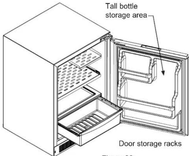 Tall bottle storage area Door storage racks Figure 30
