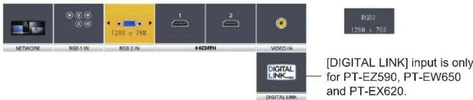 [DIGITAL LINK] input is only for PT-EZ590, PT-EW650 and PT-EX620.