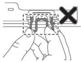 Diagram showing hand holding a switch with a black X symbol indicating cancellation or failure
