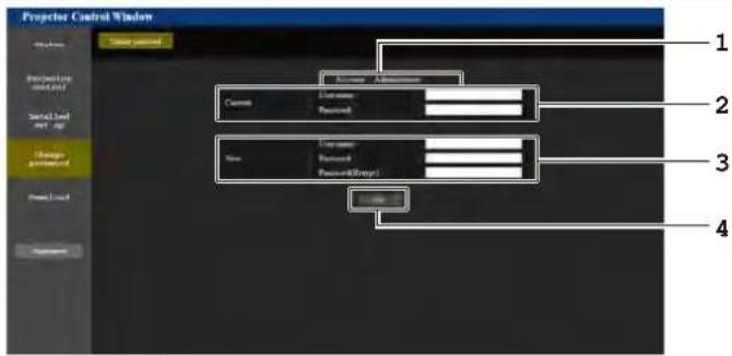 Projector Control Window 1 2 3 4 Current Address Current Password New Address New Password(Origin) OK