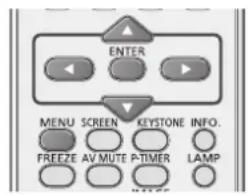 ENTER MENU SCREEN KEYSTONE INFO. FREEZE AV MUTE P-TIMER LAMP