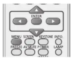 ENTER MENU SCREEN KEYSTONE INFO. FREEZE AV MUTE P-TIMER LAMP