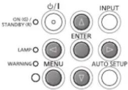 ON (G) / STANDBY (R) ON I INPUT ENTER LAMP WARNING MENU AUTO SETUP