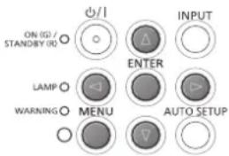 ON (G) / STANDBY (R) ON I INPUT ENTER LAMP WARNING MENU AUTO SETUP
