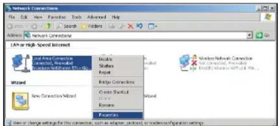 Network Connections File Edit View Favorites Tools Advanced Help Search Folders Address Network Connection LAN or High-Speed Internet Local Area Connection Connectors, Advanced Services Networks 57.1.0p Wizard New Connection Wizard Details Status Export Bridge Connections Create Shortcut Drive Remove Properties Wireless Network Connection Net Connection, Next Select Total(R) Wireless WITH LAN 406... Wband View or change settings for this connection, such as adapter, protocol, or mode configuration settings.