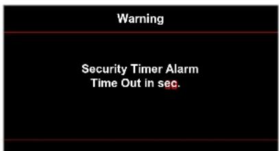 Warning Security Timer Alarm Time Out in sec.
