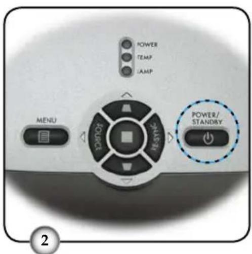 POWER TEMP LAMP MENU SOURCE TESTING POWER/ STANDBY 2