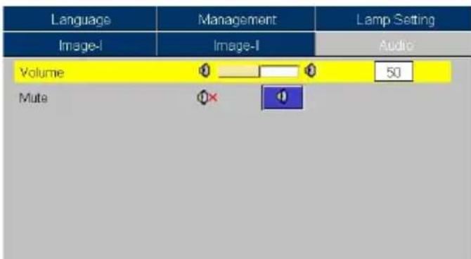 Language Image-I Management Image-I Lamp Setting Audio Volume 50 Mute