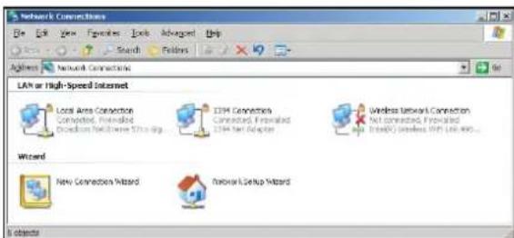 Network Connections File Edit View Favorites Tools Advanced Help Address Network Connections LAN or High-Speed Internet Local Area Connection Connected, Preloaded Directional/Remote Style Map IDM Connections Connected, Preloaded 1234 Fast Direction Wireless Network Connection Connected, Preloaded App Data(D) Wireless IIPL Line 400... Wizard New Connection Wizard Network Setup Wizard 8 objects
