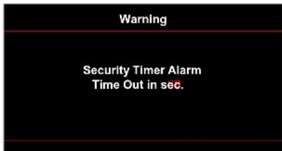 Warning Security Timer Alarm Time Out in sec.