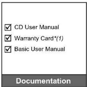 CD User Manual Warranty Card*(1) Basic User Manual Documentation