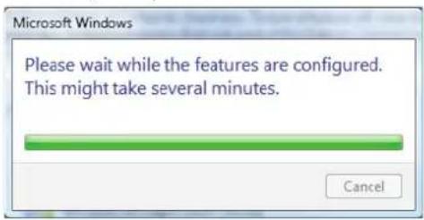 Microsoft Windows Please wait while the features are configured. This might take several minutes.