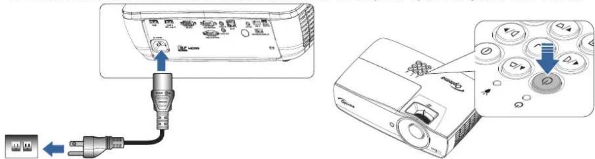 Diagram showing connection between a remote control device and an LCD projector, with labeled buttons and power connections.