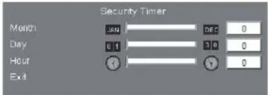 Security Timer Month JAN DEC 0 Day 0.1 3:0 0 Hour 0 0 Exit