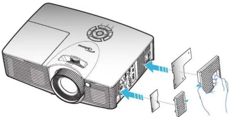 OPTOMA EH416ED - Installing and cleaning the dust filter - 1