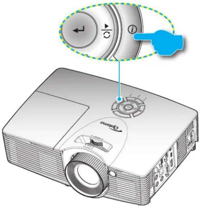 Diagram of a projector with labeled control knob and pointer, showing internal components and directional arrows