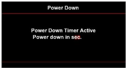 Power Down Power Down Timer Active Power down in sec.