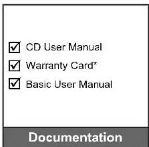 CD User Manual Warranty Card* Basic User Manual Documentation