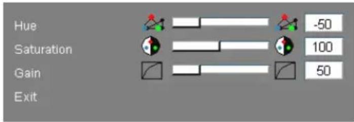 Hue Saturation Gain Exit -50 100 50