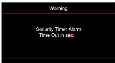 Warning Security Timer Alarm Time Out in sec.