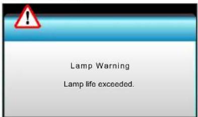 Lamp Warning Lamp life exceeded.