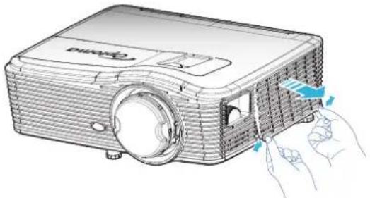 OPTOMA EH615TED - Cleaning the dust filter - 1
