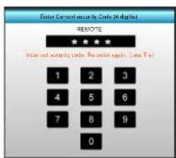 Enter Current access to Code (4-digit) REMOTE Intered with security label. The serial input: Code, Tx 1 2 3 4 5 6 7 8 9 0
