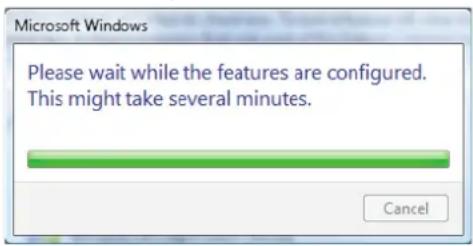 Microsoft Windows Please wait while the features are configured. This might take several minutes.