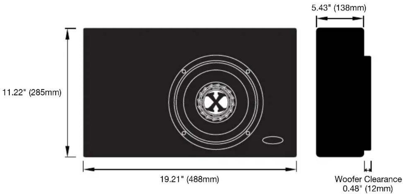 11.22" (285mm) 19.21" (488mm) 5.43" (138mm) Woofer Clearance 0.48" (12mm)