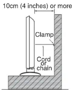 10cm (4 inches) or more Clamp Cord or chain