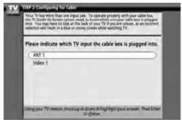 TV Z Composing for Cable Your TV has more than one input cable. To operate properly with your cable box, the TV Guide On Screen option needs to know which computer cable box is plugged into. You may have to look at the back of your TV if you receive options, as an important selection will result in a blue or orange screen while watching TV. Please indicate which TV input the cable box is plugged into. ANT 1 Video 1 Using your TV movie, moving up or down before looking your answer. Free Enter to follow