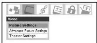 Video Picture Settings Advanced Picture Settings Theater Settings